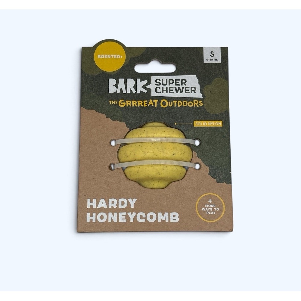 Bark Box Super Chewer Hardy Honey Comb Dog Toy Nylon S 0- 20 Lb PB Treat Holder